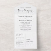 Moderne, minimalistische bruiloft all in one uitnodiging (Binnen)