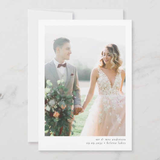 Moderne minimalistische bruiloft bedankkaart (Voorkant)