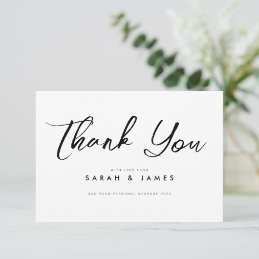 Moderne minimalistische bruiloft bedankt (Staand voorkant)