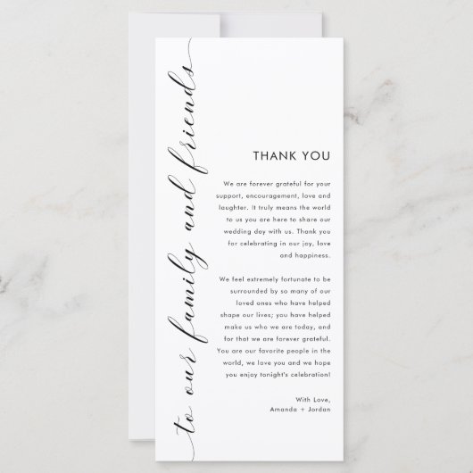 Moderne minimalistische bruiloft Bedankt Opmerking (Voorkant)