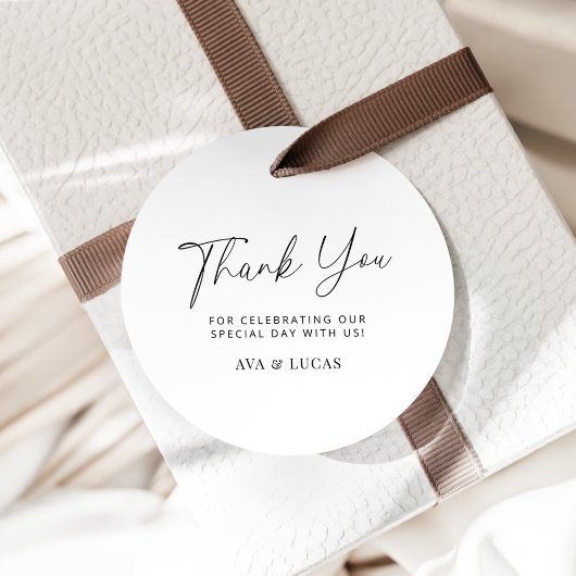 Moderne minimalistische bruiloft Bedankt Ronde Bedankjes Labels
