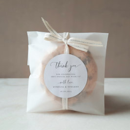 Moderne minimalistische bruiloft bedankt ronde sticker