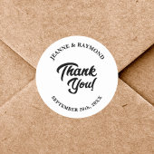 Moderne minimalistische bruiloft bedankt ronde sticker