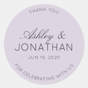 Moderne minimalistische bruiloft bedankt ronde sticker