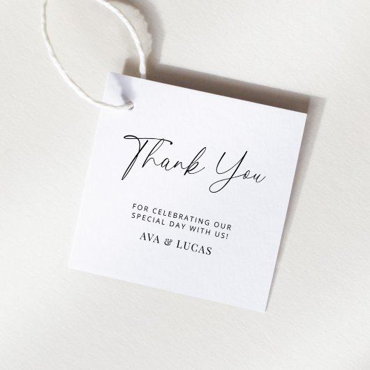 Moderne minimalistische bruiloft Bedankt Square Bedankjes Labels