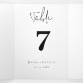 Moderne minimalistische bruiloft Bedankt tafel Num Drieluik Wenskaart (Binnenkant midden)