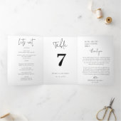 Moderne minimalistische bruiloft Bedankt tafel Num Drieluik Wenskaart (Binnen)