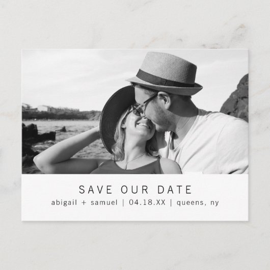 Moderne minimalistische bruiloft bespaart datum aankondigingskaart (Voorkant)