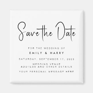 Moderne minimalistische bruiloft bespaart datum magneet