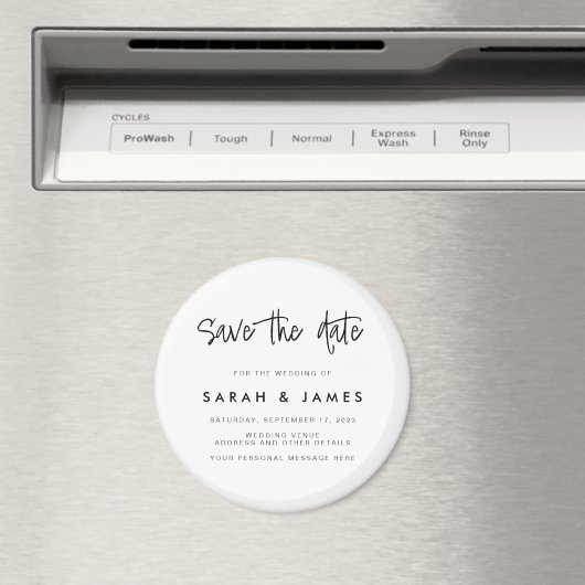 Moderne minimalistische bruiloft bespaart datum magneet (Insitu (Vaatwasser))