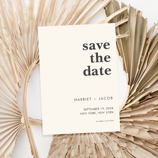 Moderne minimalistische bruiloft bespaart datum save the date