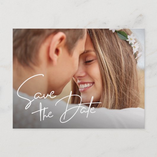 Moderne minimalistische bruiloft bespaart de datum briefkaart (Voorkant)