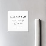 Moderne minimalistische bruiloft bespaart de datum magneet<br><div class="desc">Moderne minimalistische bruiloft bespaart de Date Magnet. Eenvoudig minimaal typografisch ontwerp. Personaliseer voor een douane bruiloft sparen de datum.</div>