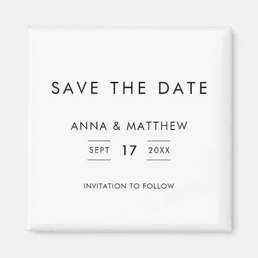 Moderne minimalistische bruiloft bespaart de datum magneet (Voorkant)