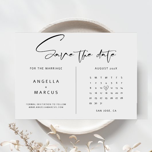 Moderne minimalistische bruiloft bespaart de datum save the date