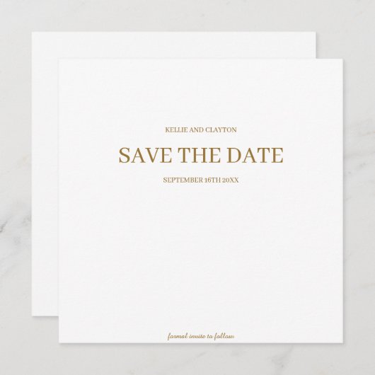 Moderne minimalistische bruiloft bespaart de datum save the date (Voorkant / Achterkant)