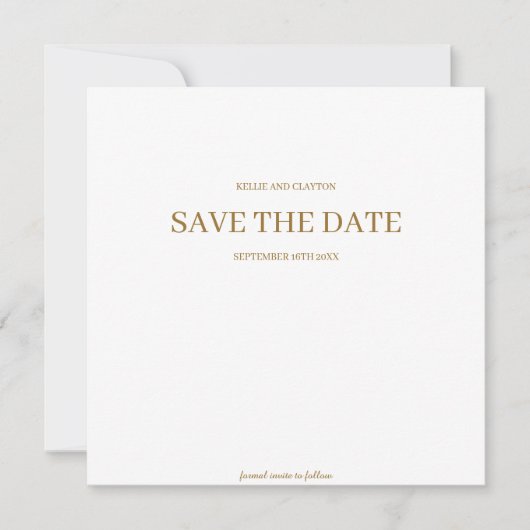 Moderne minimalistische bruiloft bespaart de datum save the date (Voorkant)