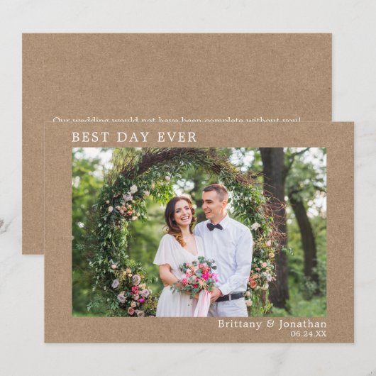 Moderne minimalistische bruiloft Beste dag ooit Kr Bedankkaart (Voorkant / Achterkant)