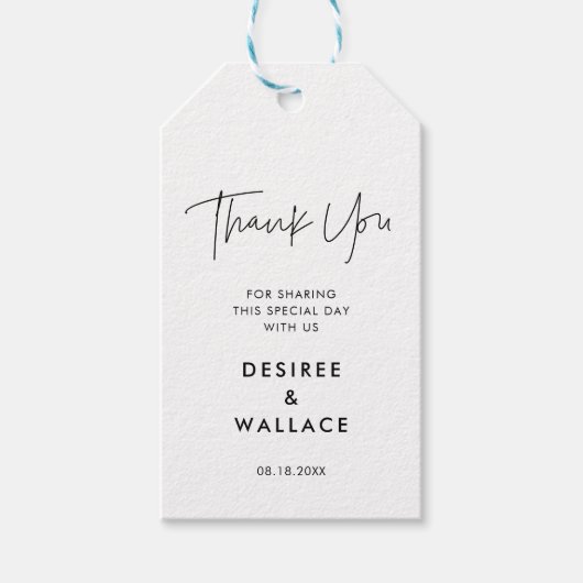 Moderne, minimalistische bruiloft cadeaubonnen lab cadeaulabel (Voorkant)