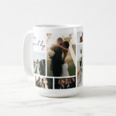 Moderne minimalistische bruiloft collage koffiemok (Voorkant links)