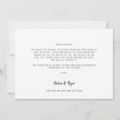 Moderne minimalistische bruiloft dank je foto aankondiging (Achterkant)