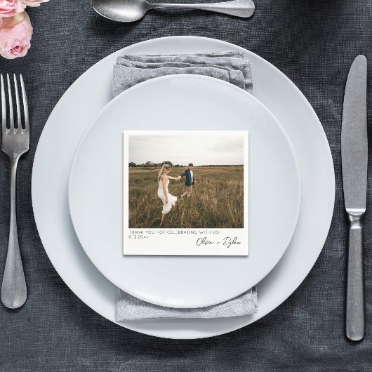 Moderne minimalistische bruiloft dank u aangepaste servet