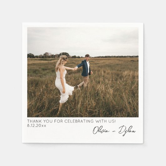Moderne minimalistische bruiloft dank u aangepaste servet (Voorkant)