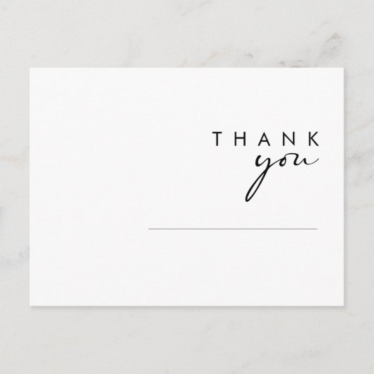 Moderne minimalistische bruiloft Dank u Briefkaart (Voorkant)