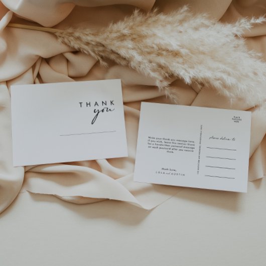 Moderne minimalistische bruiloft Dank u Briefkaart