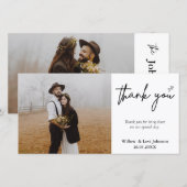 Moderne minimalistische bruiloft dank u fotokaart bedankkaart (Voorkant / Achterkant)