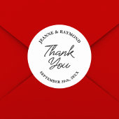 Moderne minimalistische bruiloft dank u gunst ronde sticker