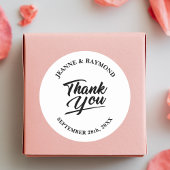 Moderne minimalistische bruiloft dank u gunst ronde sticker