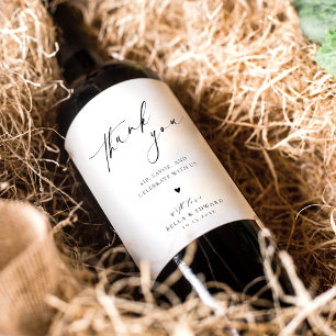 Moderne minimalistische bruiloft dank u wijnlabel wijn etiket