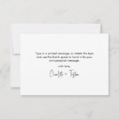 Moderne minimalistische bruiloft Dank u zwart Notitiekaartje (Achterkant)