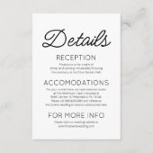 Moderne minimalistische bruiloft details informatiekaartje (Voorkant)
