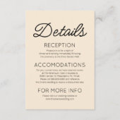 Moderne minimalistische bruiloft details informatiekaartje (Voorkant)