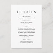 Moderne minimalistische bruiloft - details informatiekaartje (Voorkant)