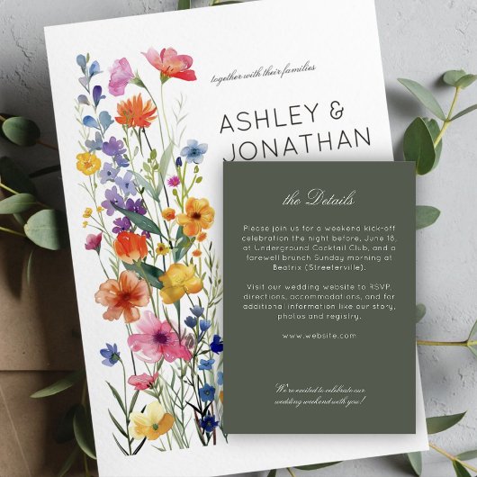 Moderne minimalistische bruiloft - details informatiekaartje