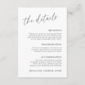 Moderne minimalistische bruiloft - details informatiekaartje (Voorkant)