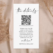 Moderne minimalistische bruiloft details QR-code Informatiekaartje