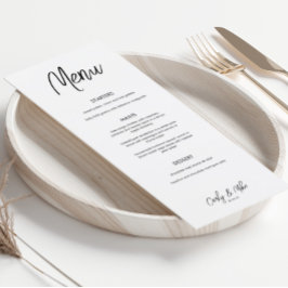 Moderne minimalistische bruiloft diner menu Kaarte