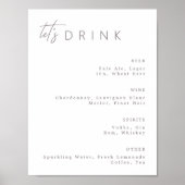 Moderne minimalistische bruiloft Drink menu Poster (Voorkant)