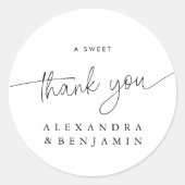Moderne minimalistische bruiloft een lieve dank u ronde sticker (Voorkant)