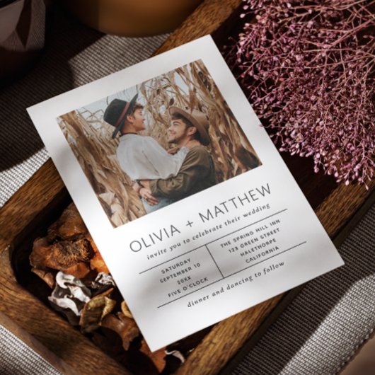 Moderne minimalistische bruiloft | Elegante eenvou Kaart