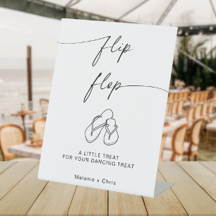 Moderne minimalistische bruiloft flip flop dansend reclamebord met voetstuk