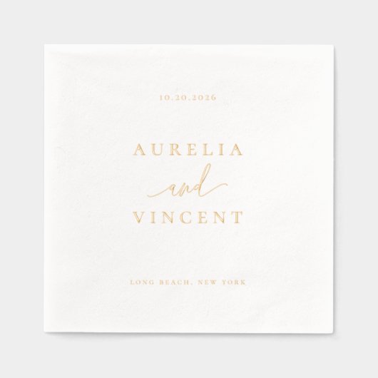 Moderne minimalistische bruiloft folie servetten (Voorkant)