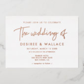 Moderne, minimalistische bruiloft folie uitnodiging (Voorkant)