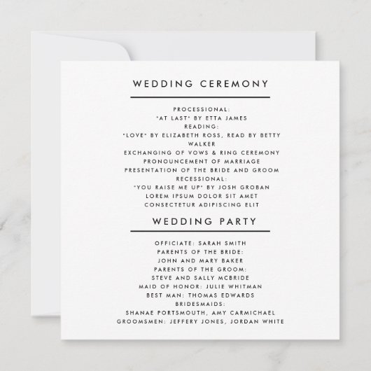 Moderne minimalistische bruiloft foto (Achterkant)