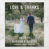 Moderne minimalistische bruiloft Foto: Aangepast Wijn Etiket (Enkel label)