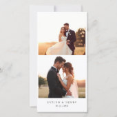 Moderne minimalistische bruiloft foto bedankkaart (Voorkant)